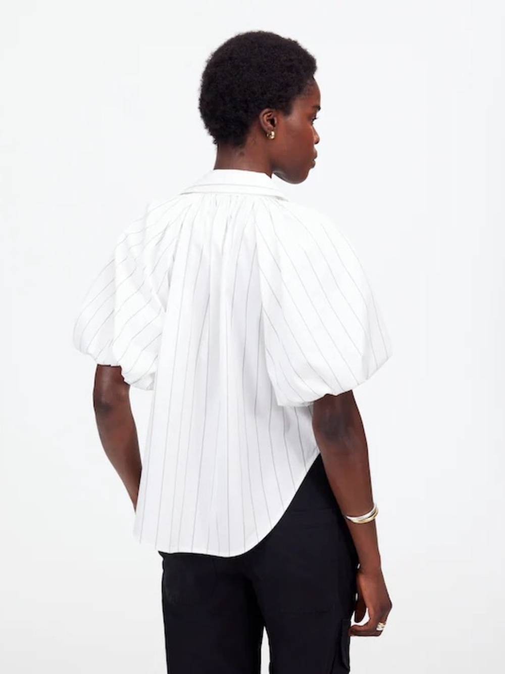 Madewell Shirred Bubble-Sleeve Button-Up Shirt - Picture 3 of 8